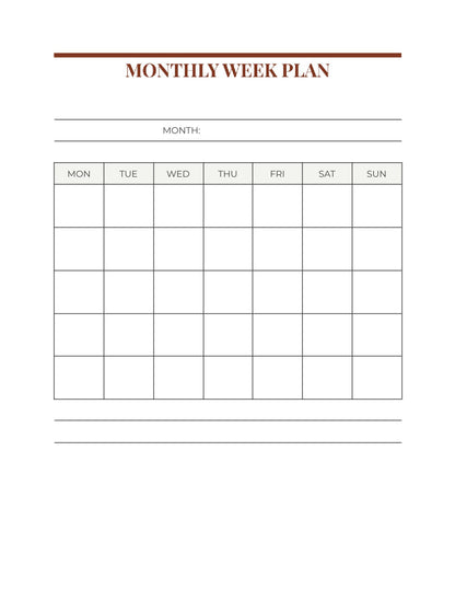 free Minimal Work Planner Template