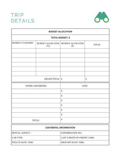 Free Trip Meeting Planner Template