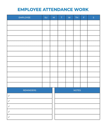 Free Employee Attendance Work Planner Template