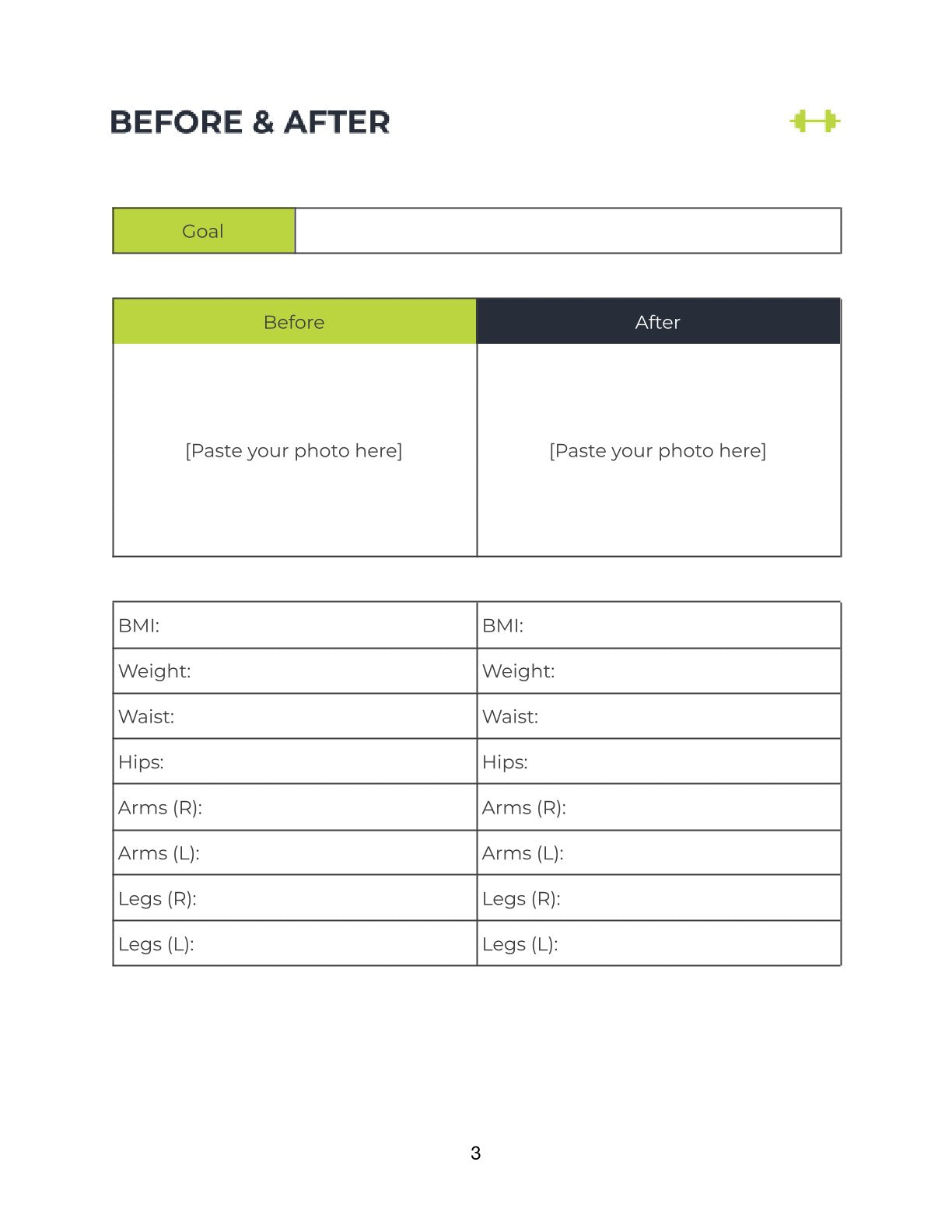 Free Fitness Training Planner Template