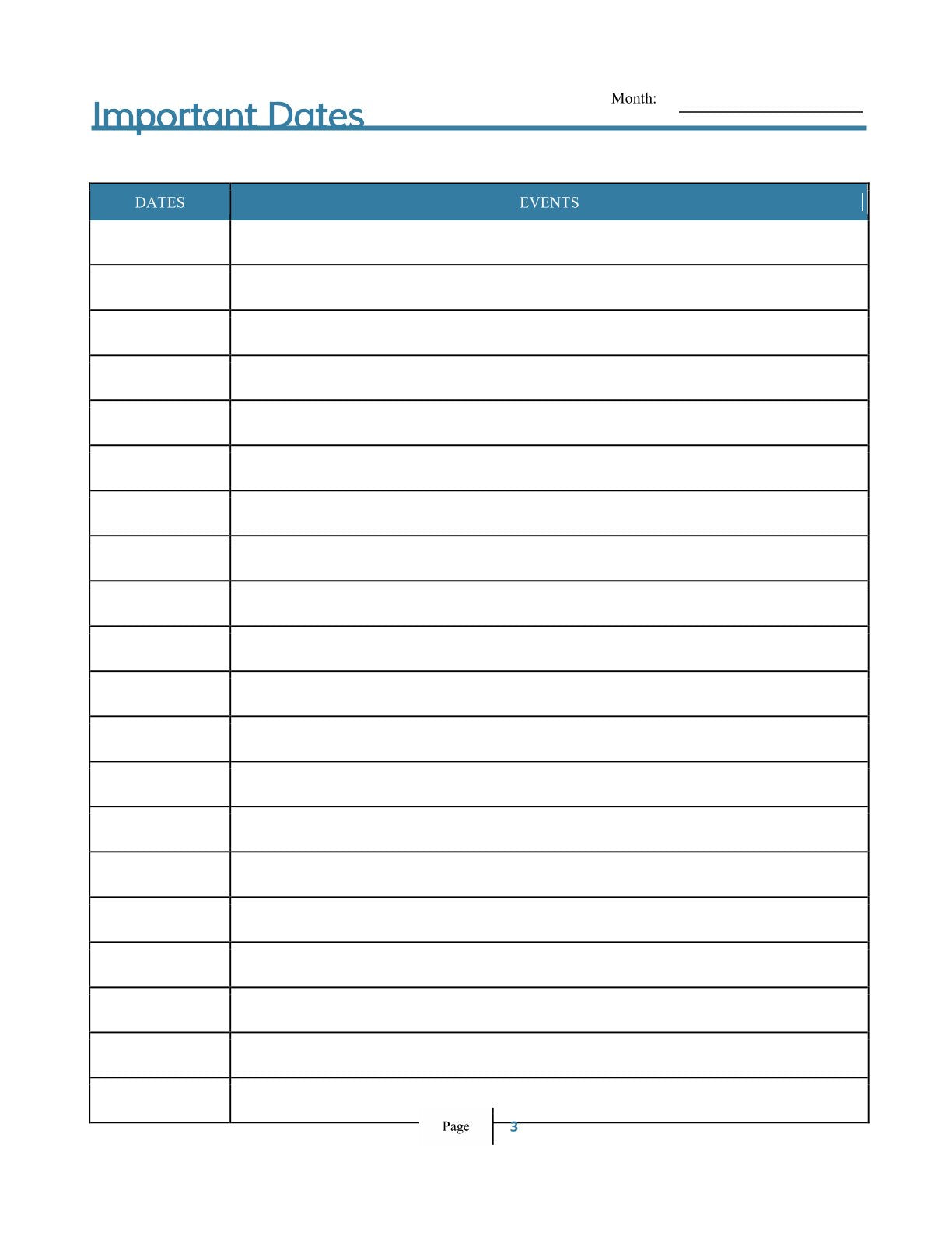 Free Monthly Personal Planner Template