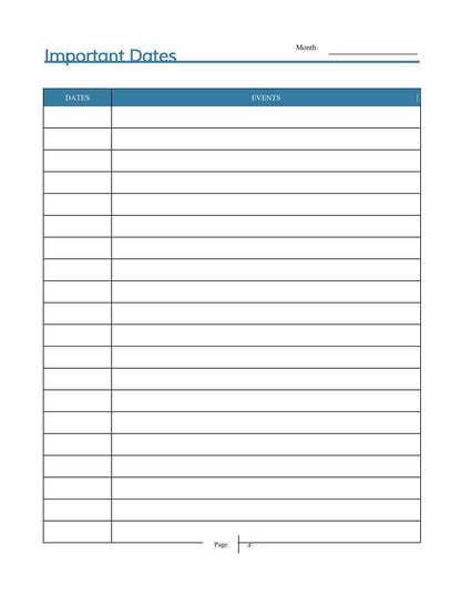 Free Monthly Personal Planner Template