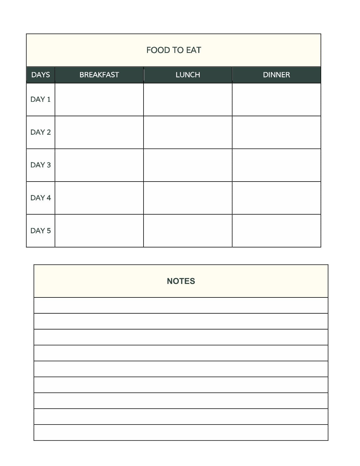 Free 5 Days Trip Planner Template