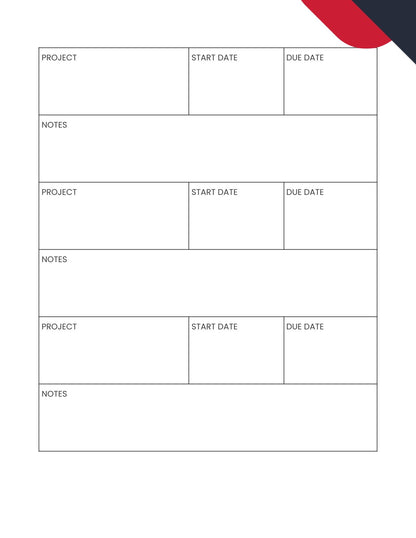 Free Productivity Project Planner Template