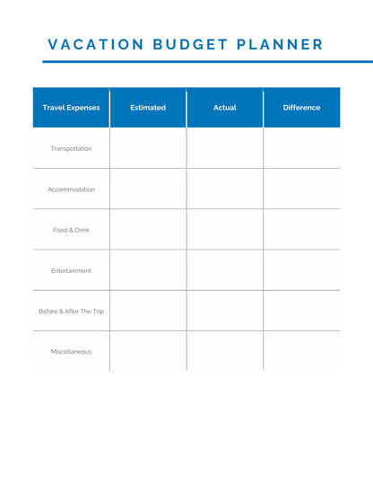 free Family Vacation Planner template