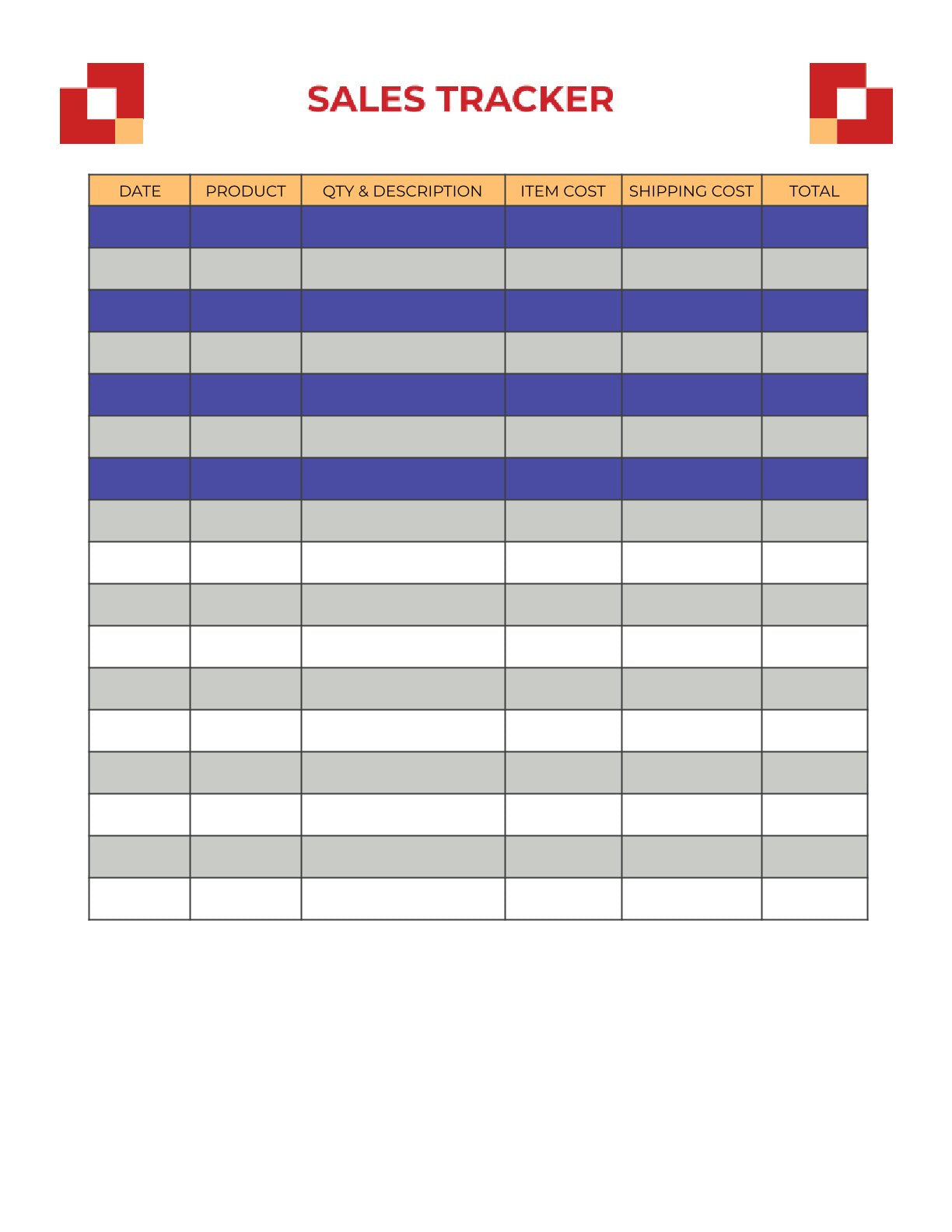 Free Sales Tracker Planner Template