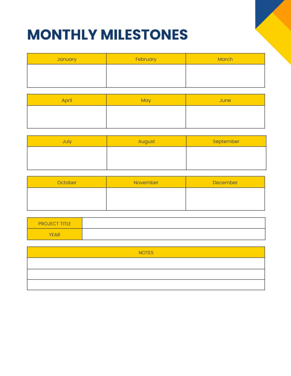 Free Sample Monthly Project Planner Template