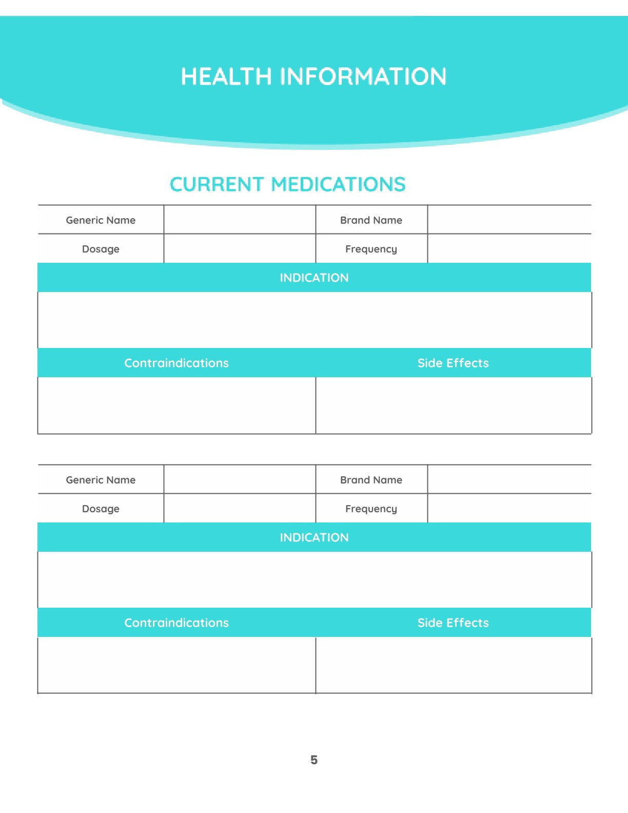 Free Medical Information Planner Template