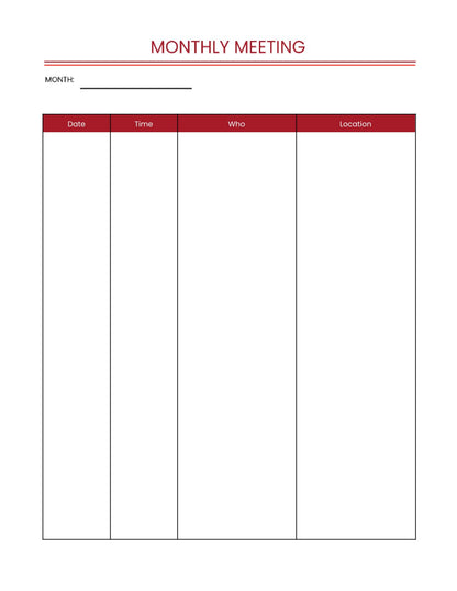 Free Monthly Work Planner Template