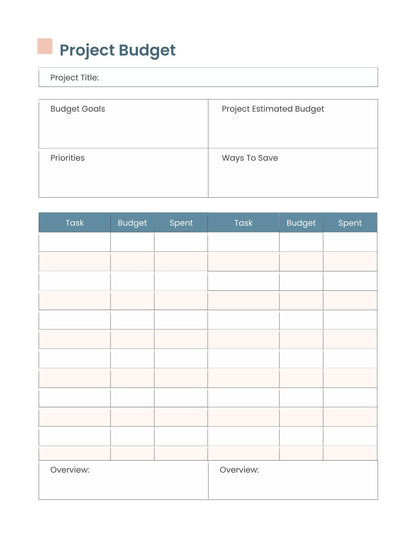 Free Sample Project planner template