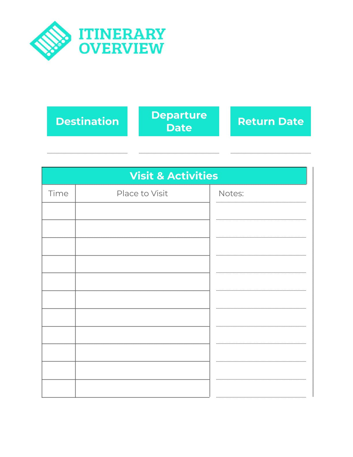 Free Holiday Trip Planner Template