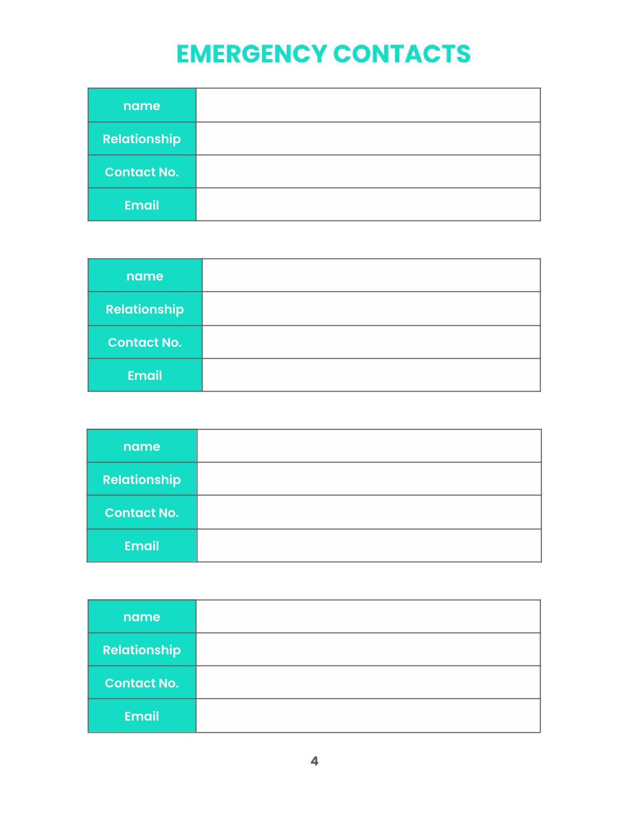 Free Monthly Health Planner Template