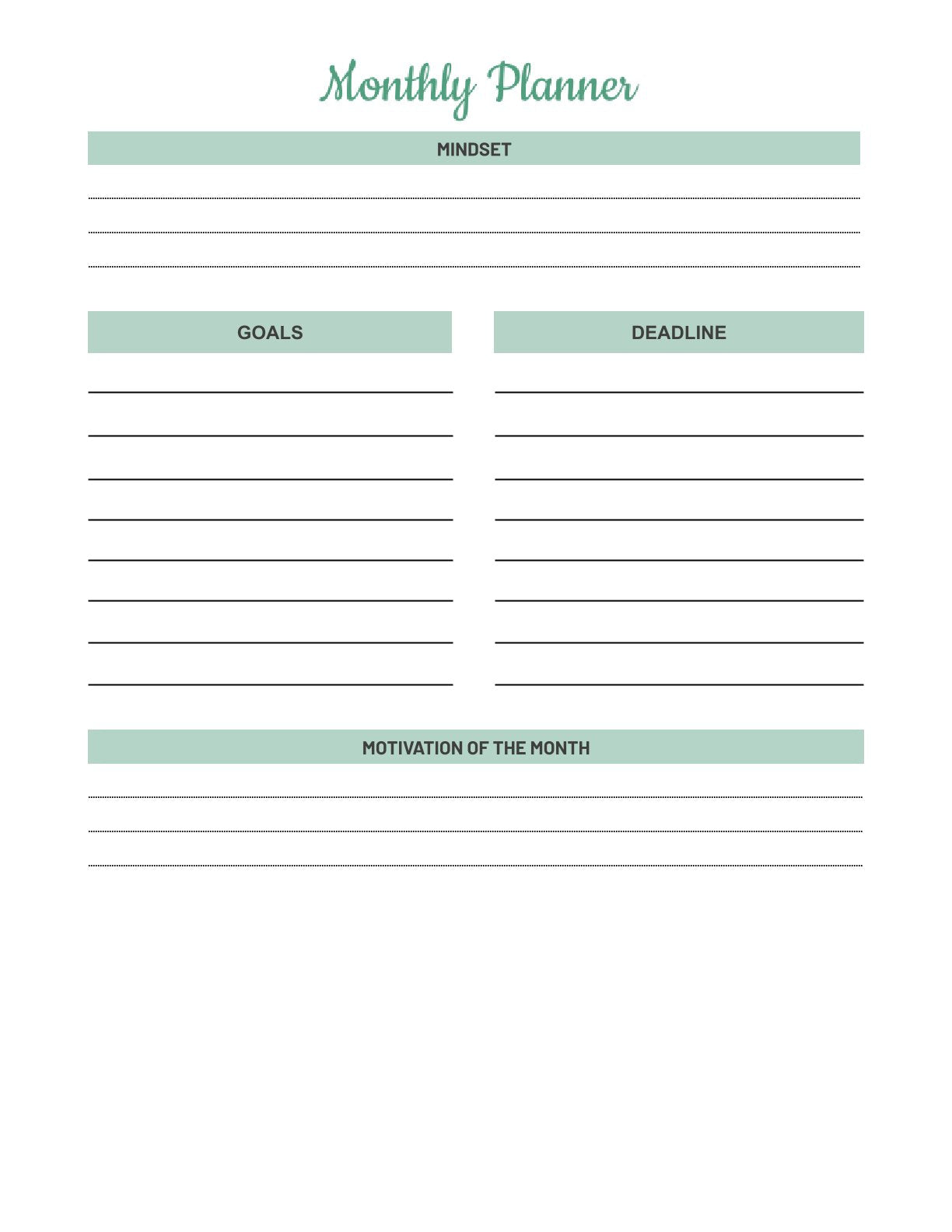 Free Life Planner Template