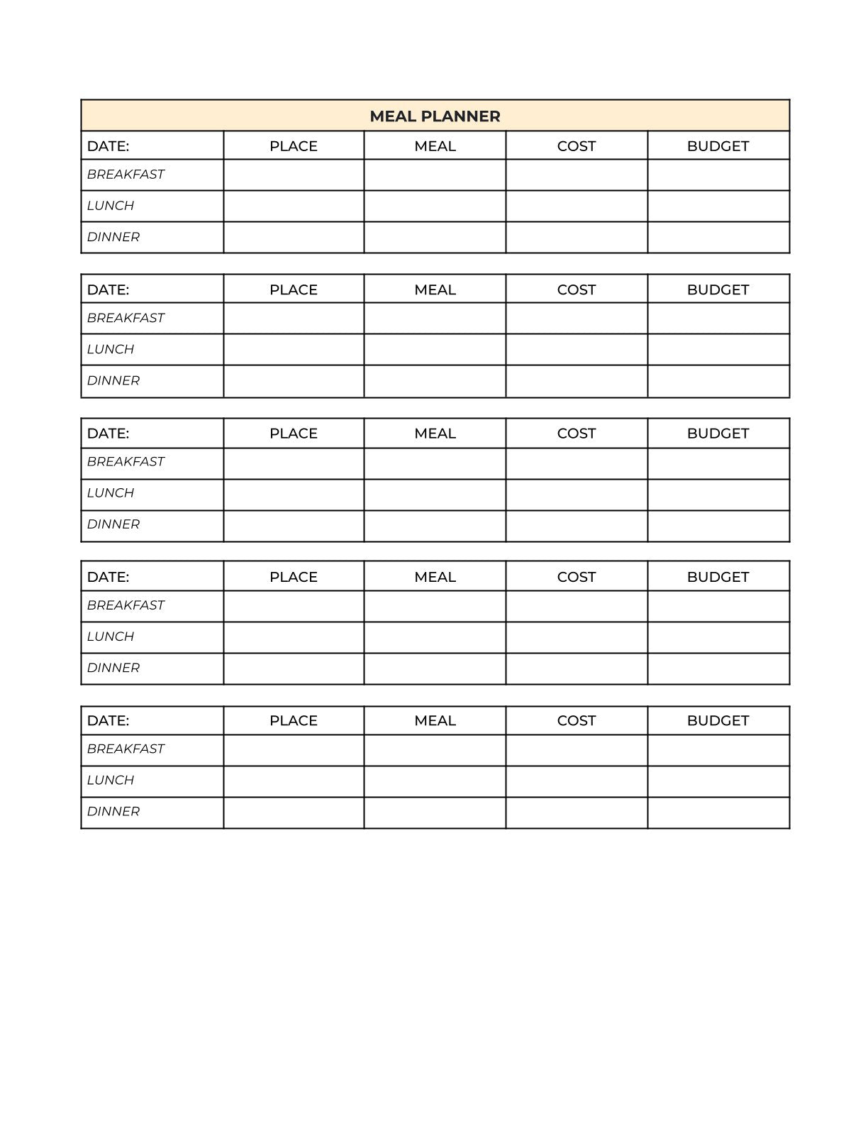 Free Vacation Itinerary Planner Template