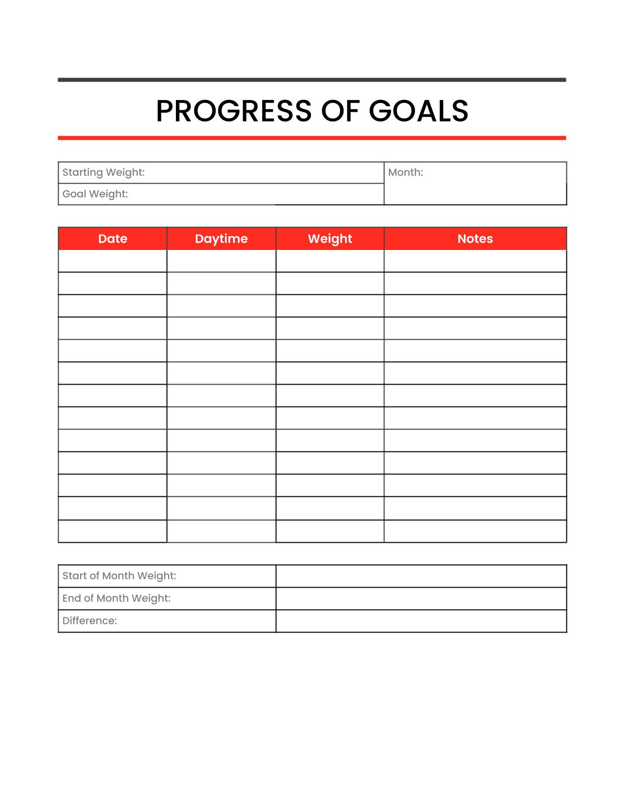 Free Printable Workout Planner Template