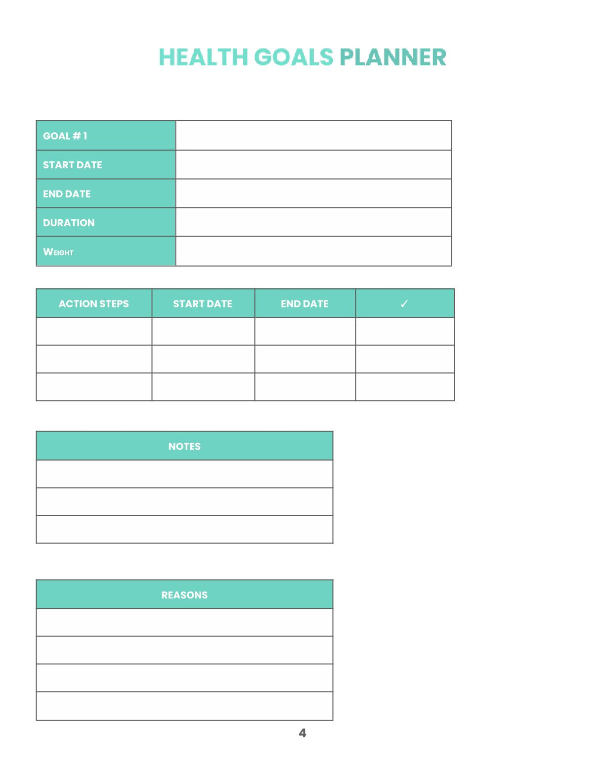 Free Health Vitamins Planner Template