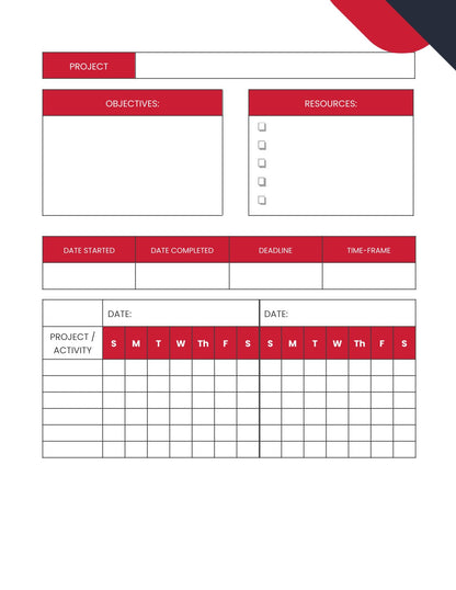 Free Productivity Project Planner Template