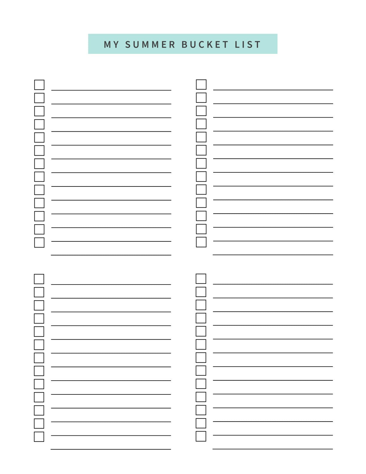 Free Summer Vacation Planner Template