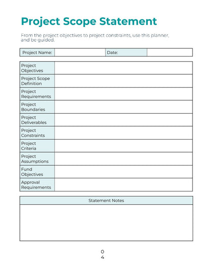 Free Software Project Planner Template