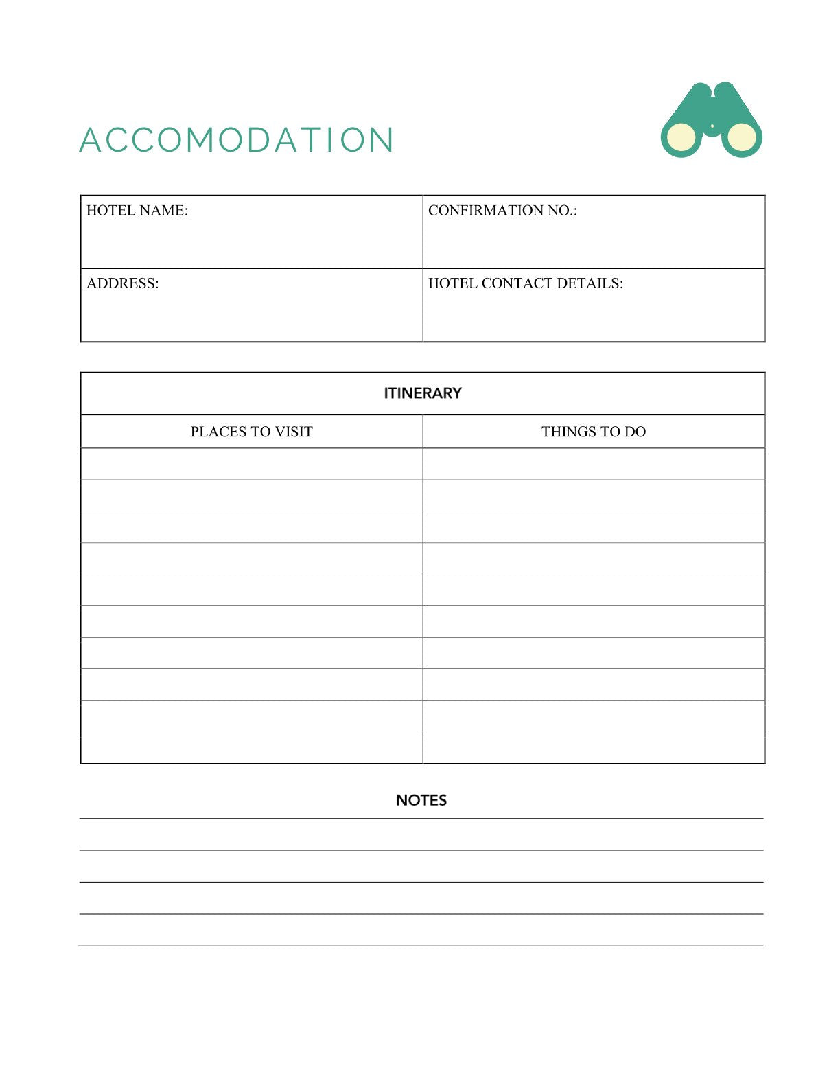 Free Trip Meeting Planner Template