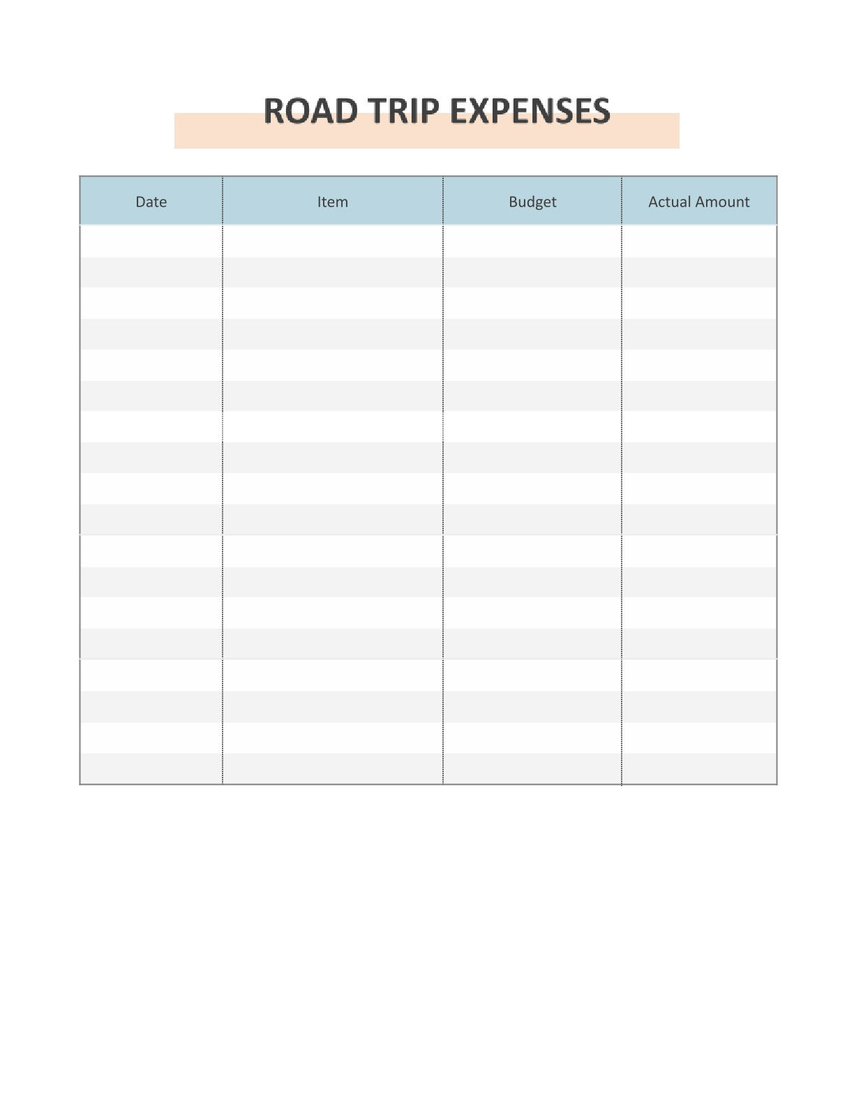 Free Summer Road Trip Planner Template