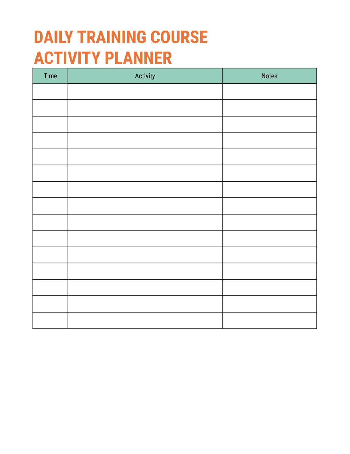 Free Training Course Planner Template