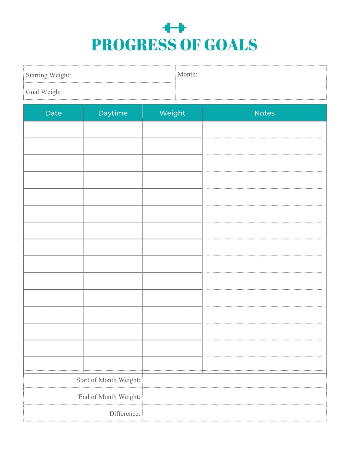 Free Exercise Workout Planner Template