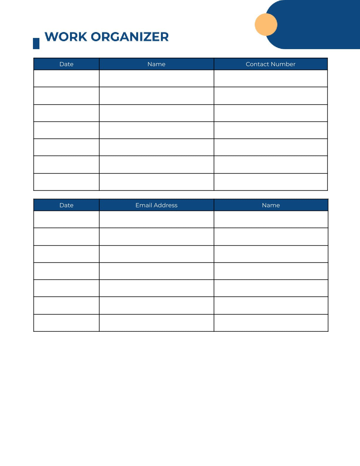 Free Employee Work Planner Template