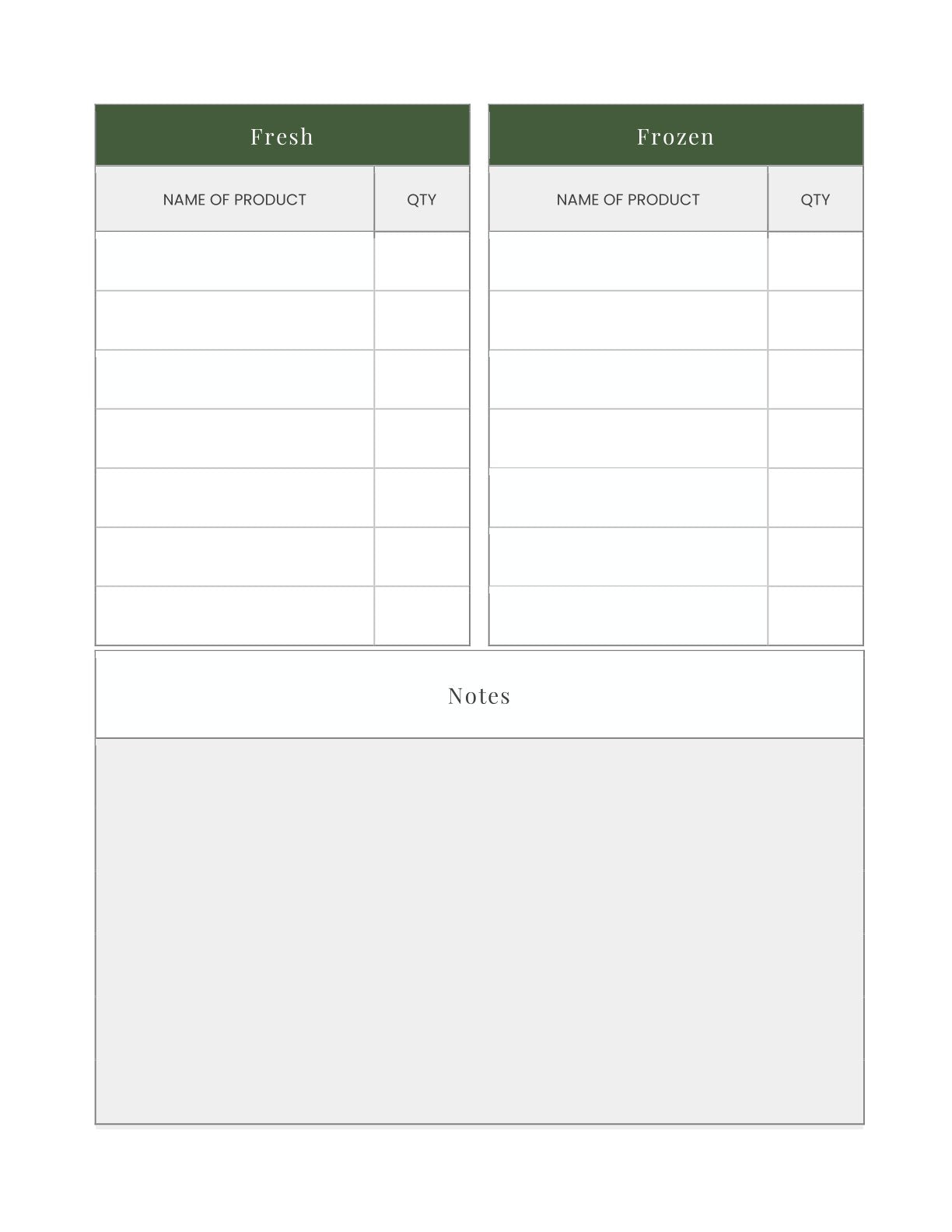 Free Menu Planner Template