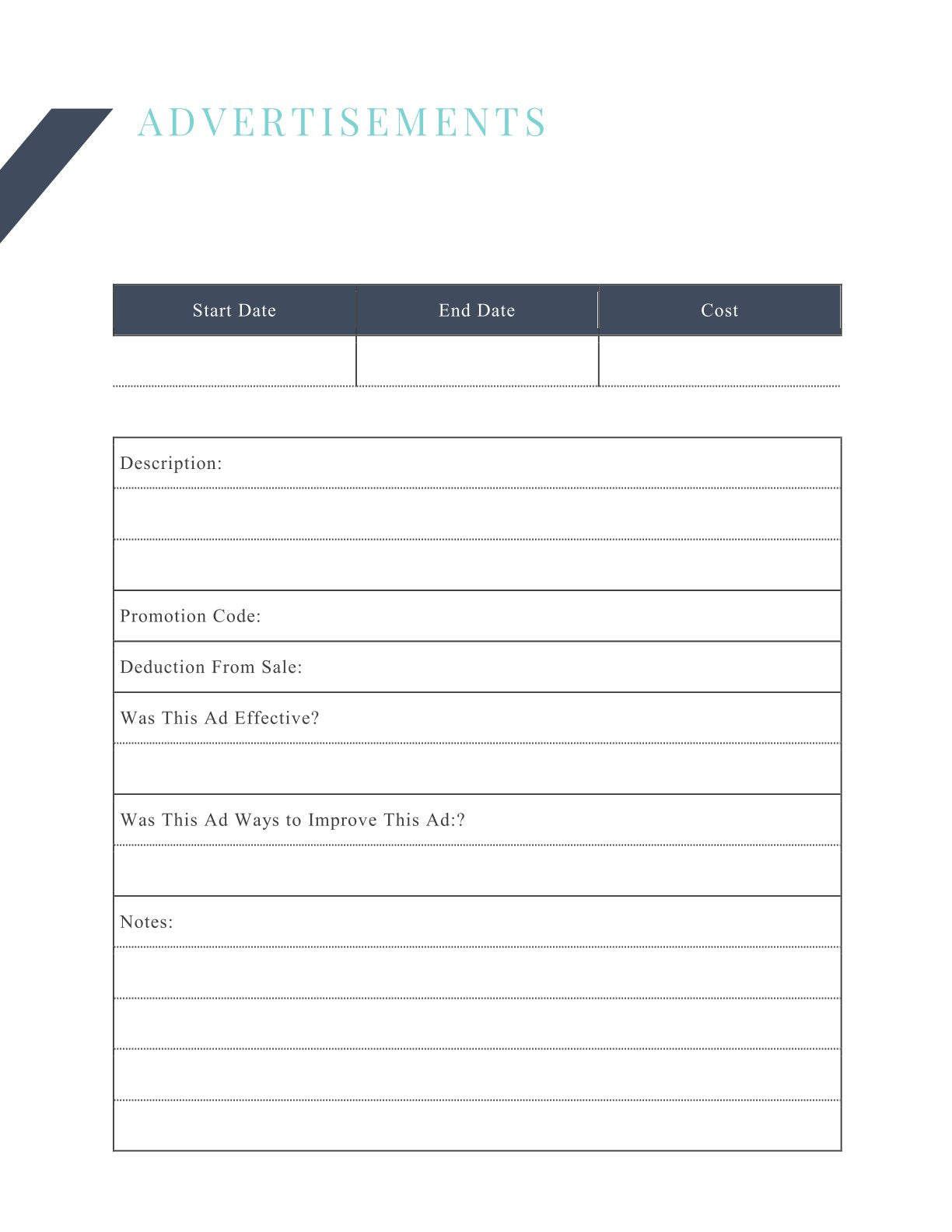 Free Direct Sales Business Planner Template