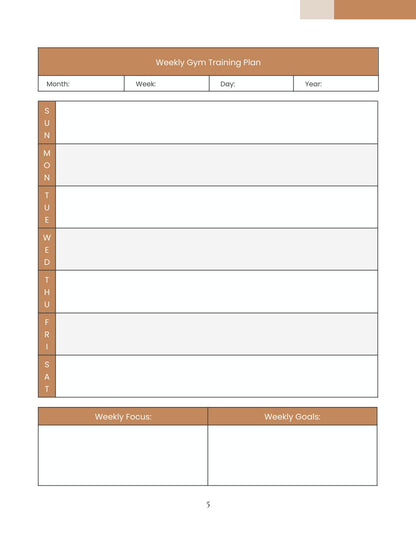 Free Gym Training Planner Template