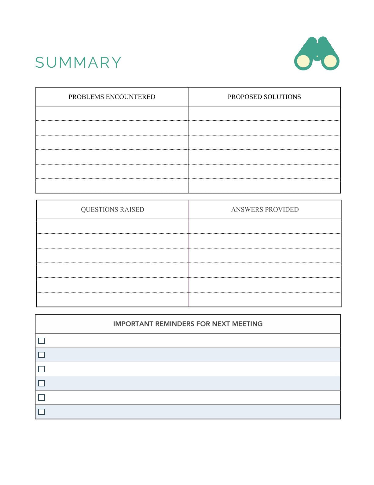 Free Trip Meeting Planner Template