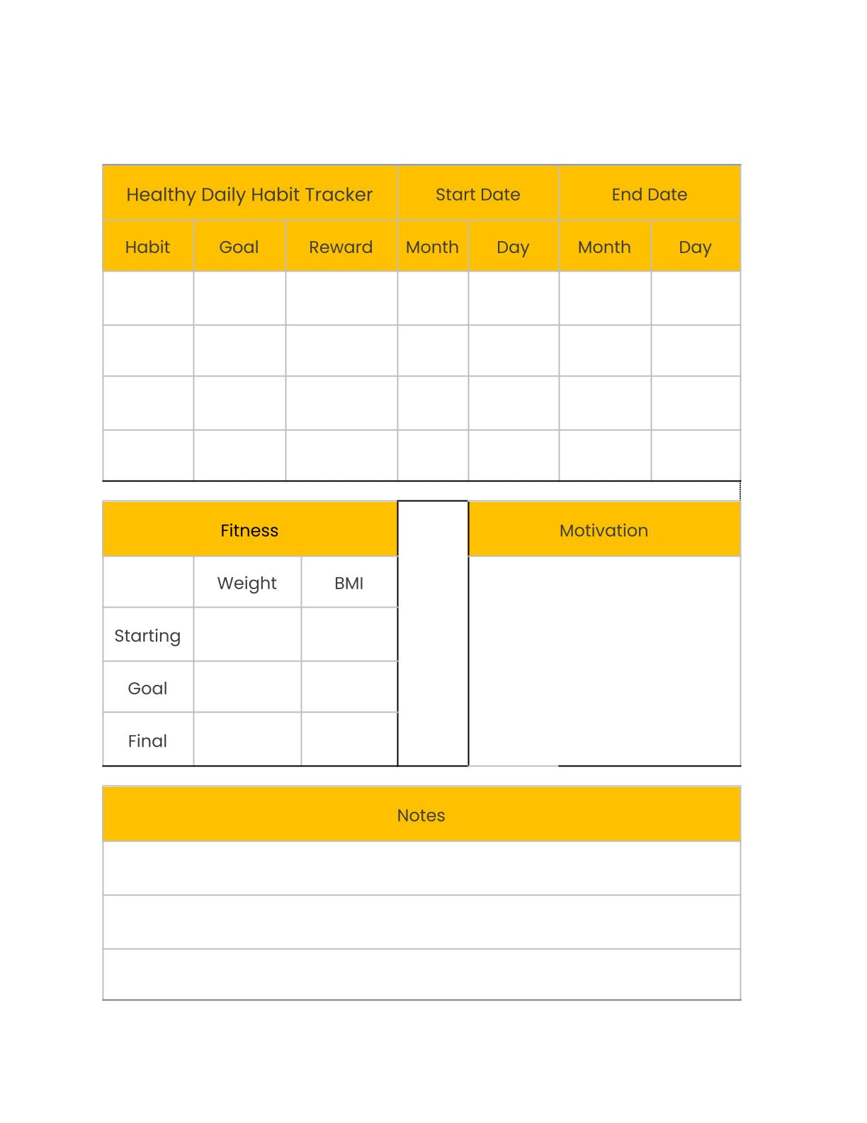 Free Health Planner Template