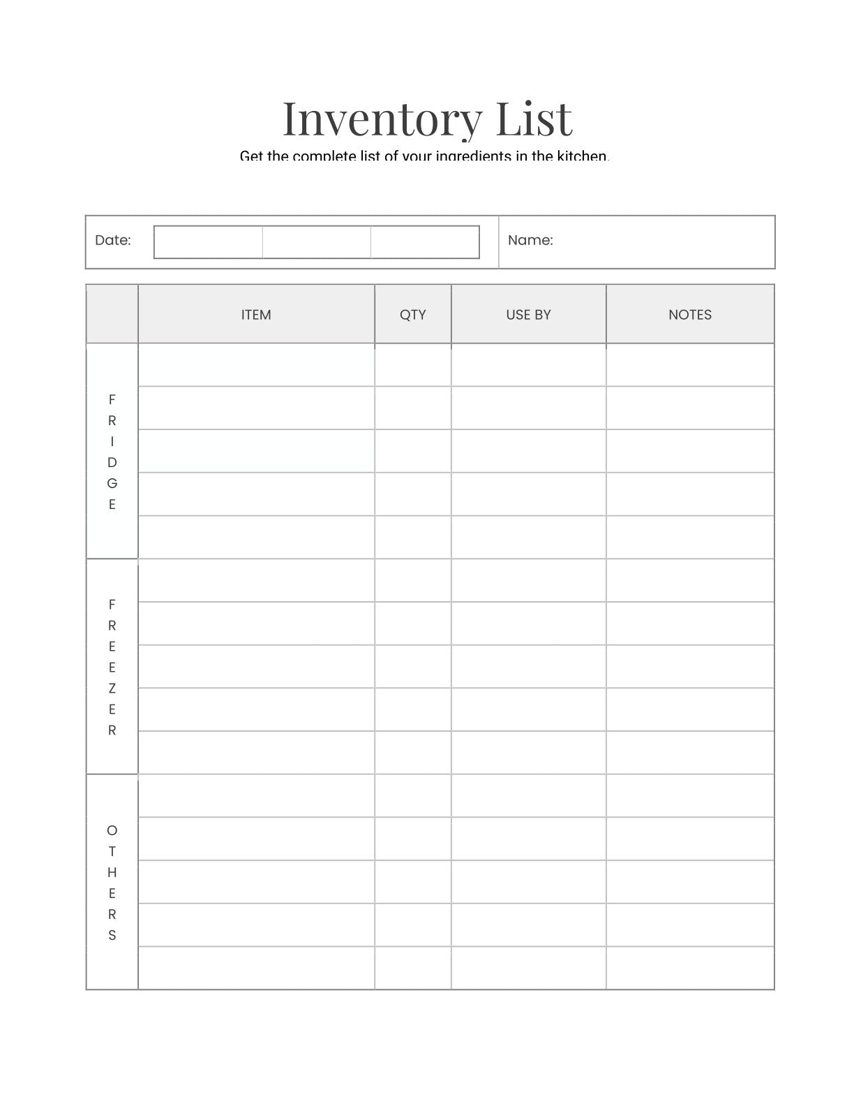 Free Menu Planner Template