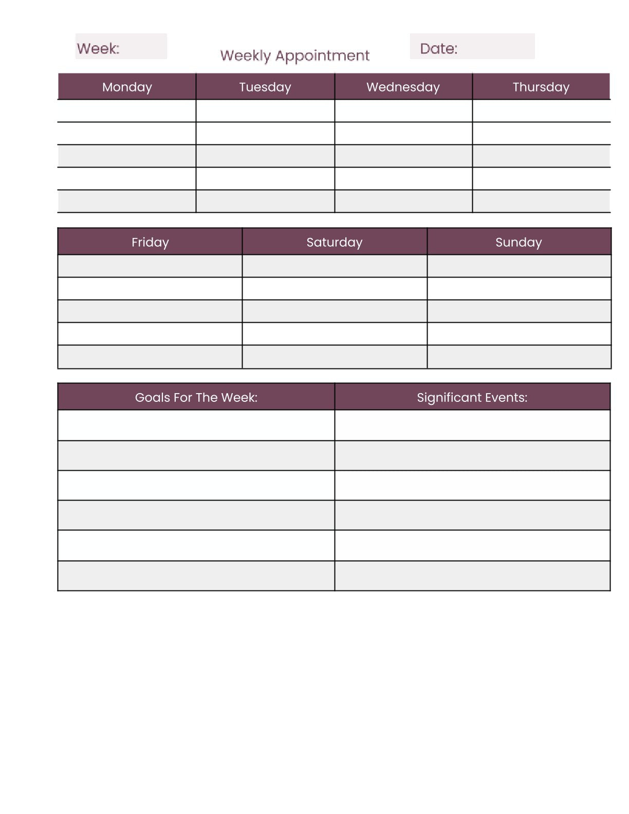 Free Household Life Planner Template