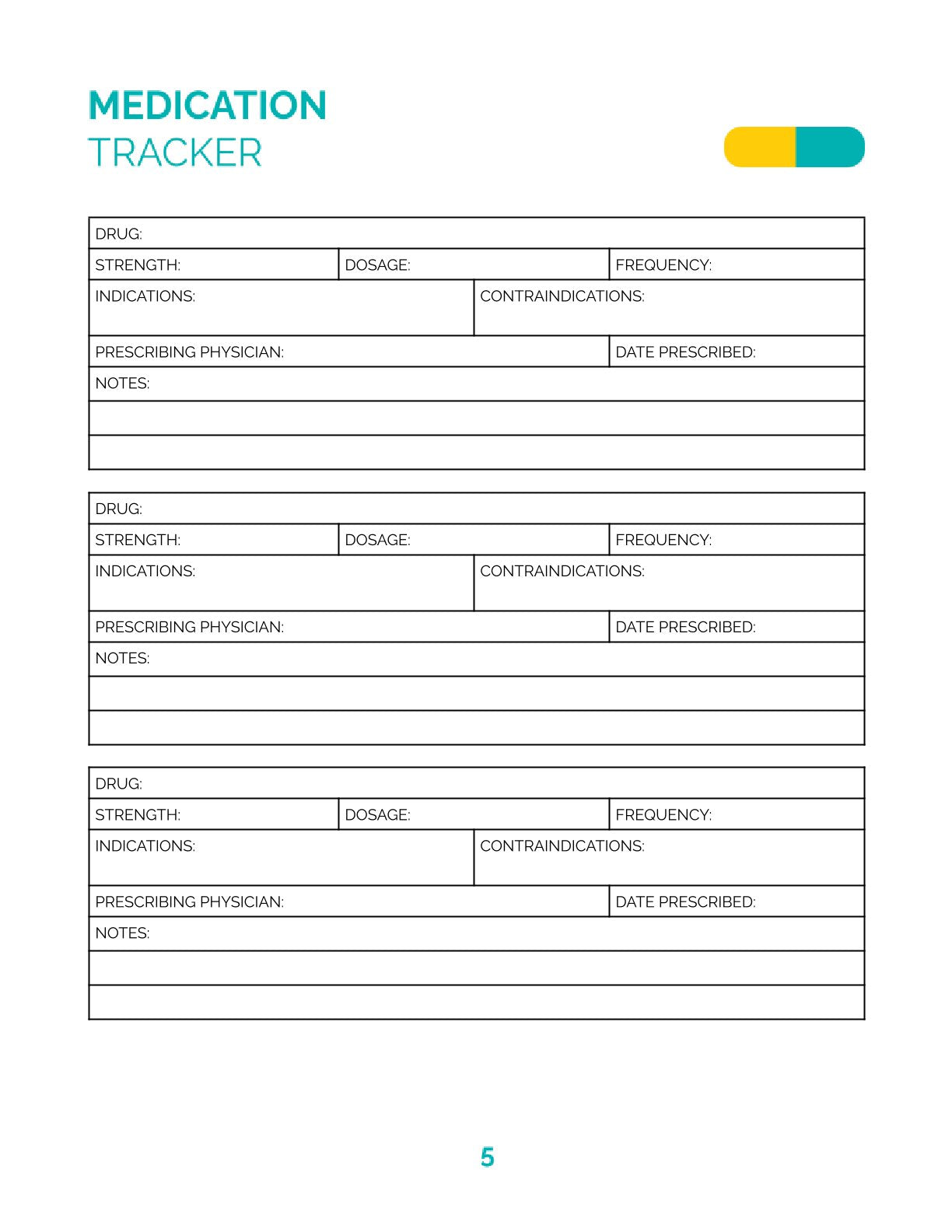 Free Medicine Personal Planner Template