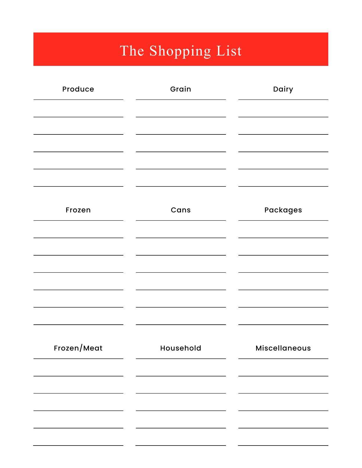 Free Meal Menu Planner Template