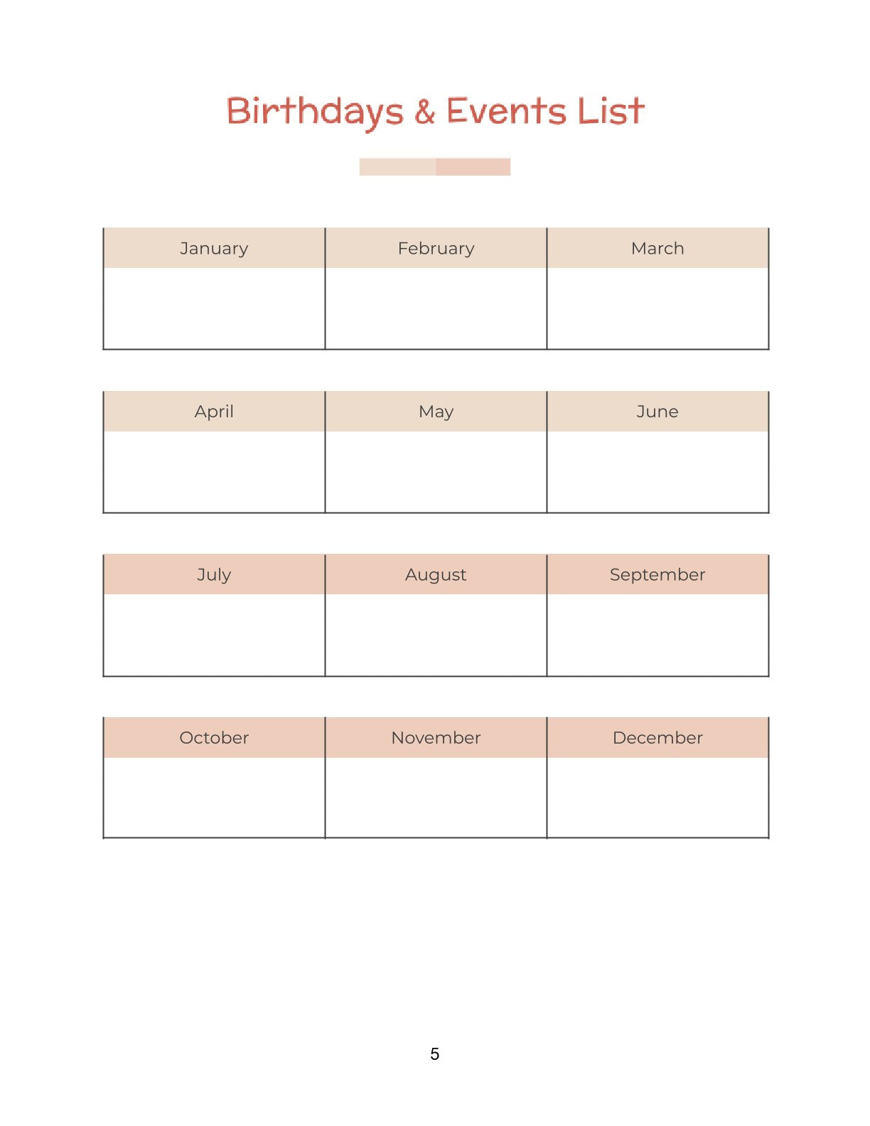 Free Personal Family Planner Template