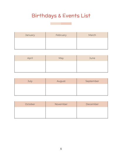 Free Personal Family Planner Template