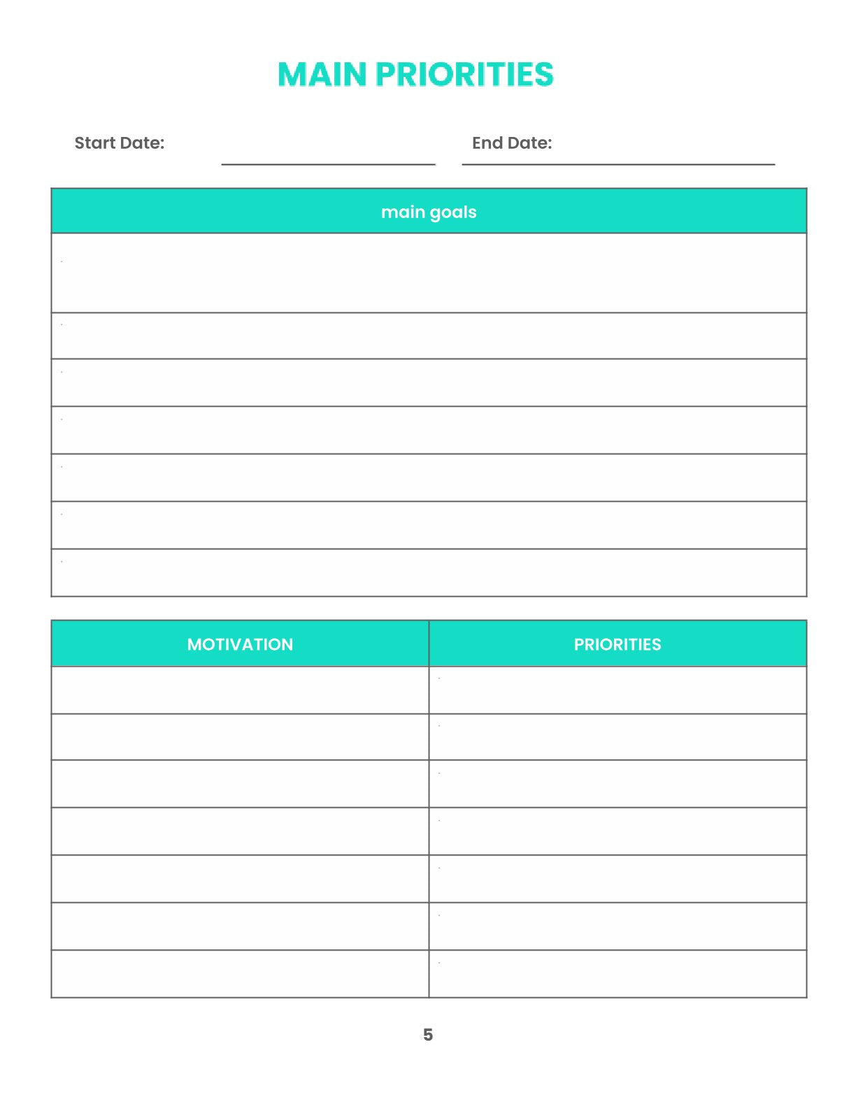 Free Monthly Health Planner Template