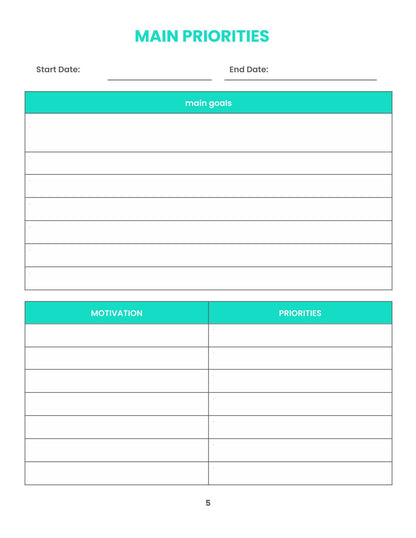 Free Monthly Health Planner Template