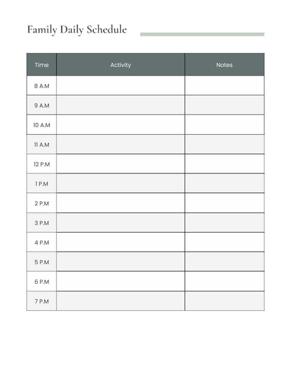 Free Family Schedule Planner Template