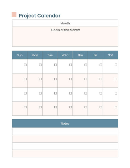 Free Sample Project planner template