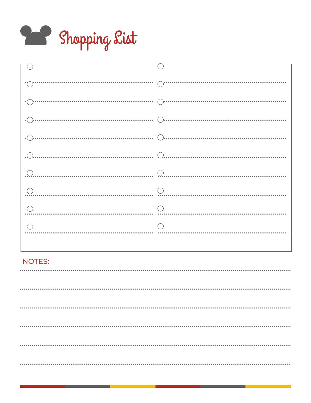 Free Disney Vacation Planner Template