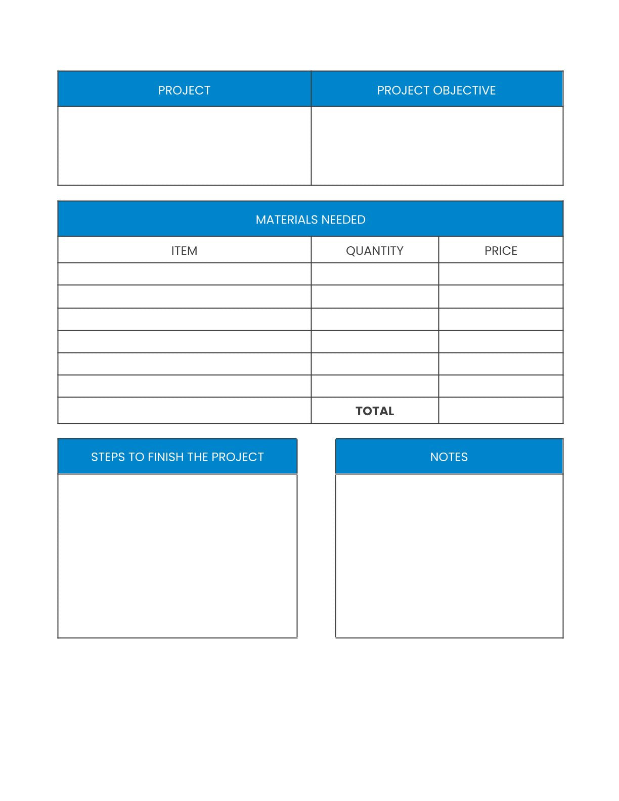 Free Project Management Planner Template