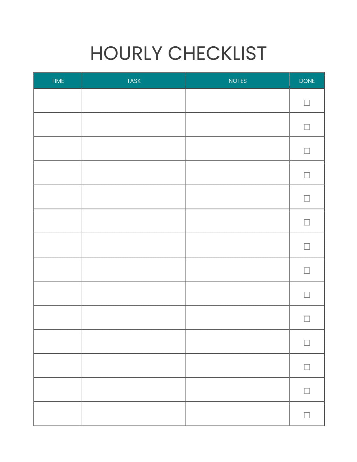 Free Hourly Schedule planner template