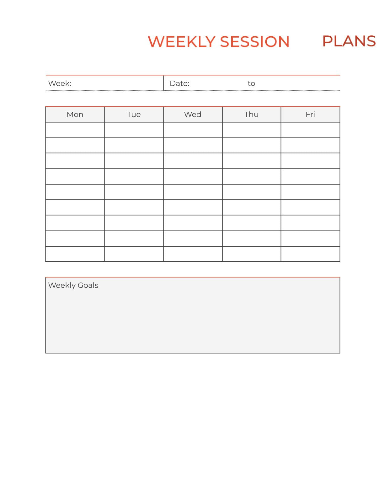 Free Monthly Training Planner Template