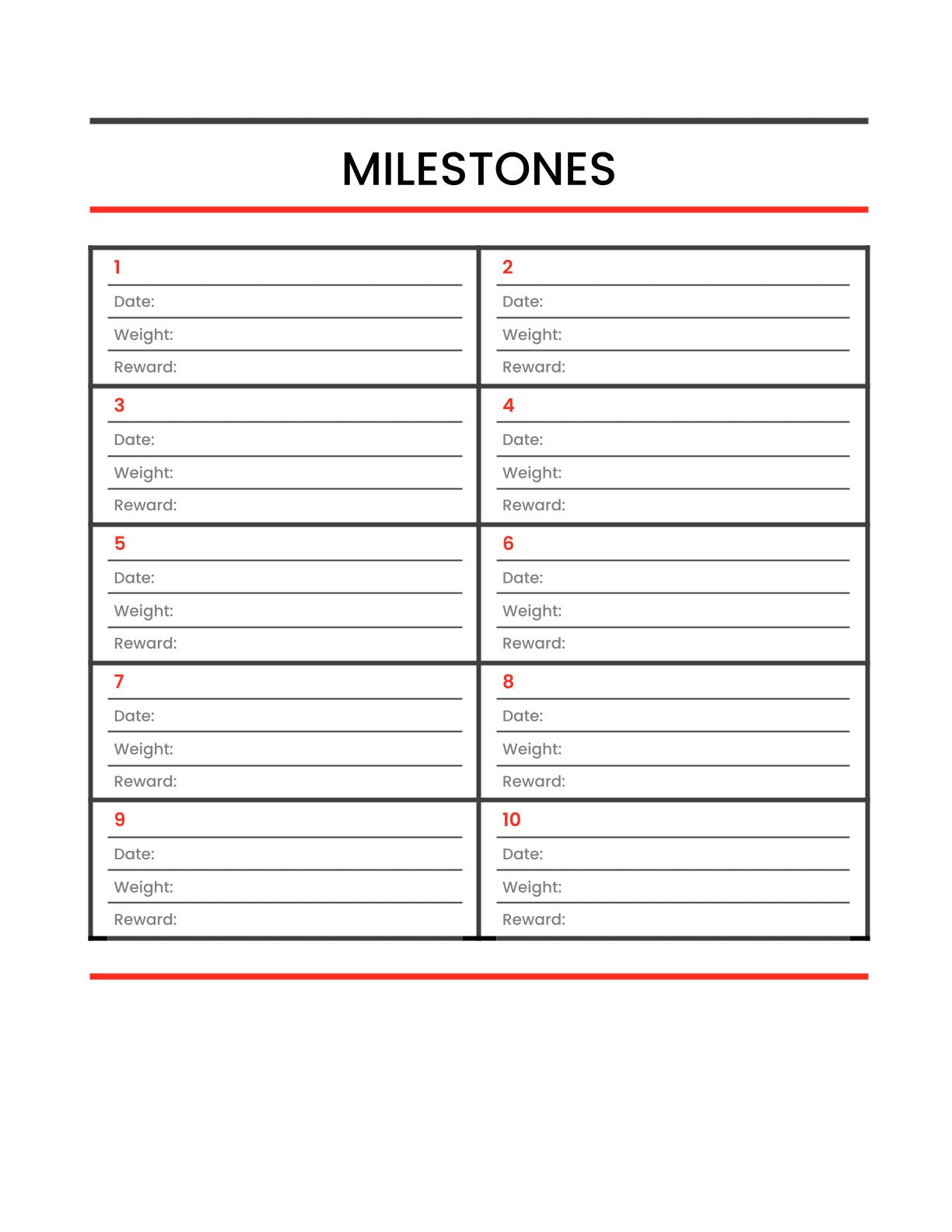 Free Printable Workout Planner Template