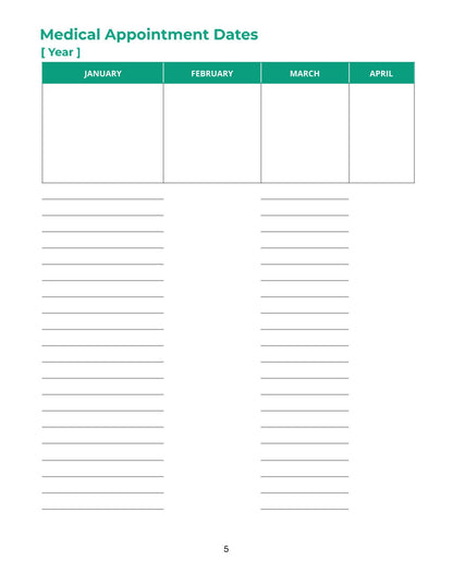 Free Family Medical Planner Template