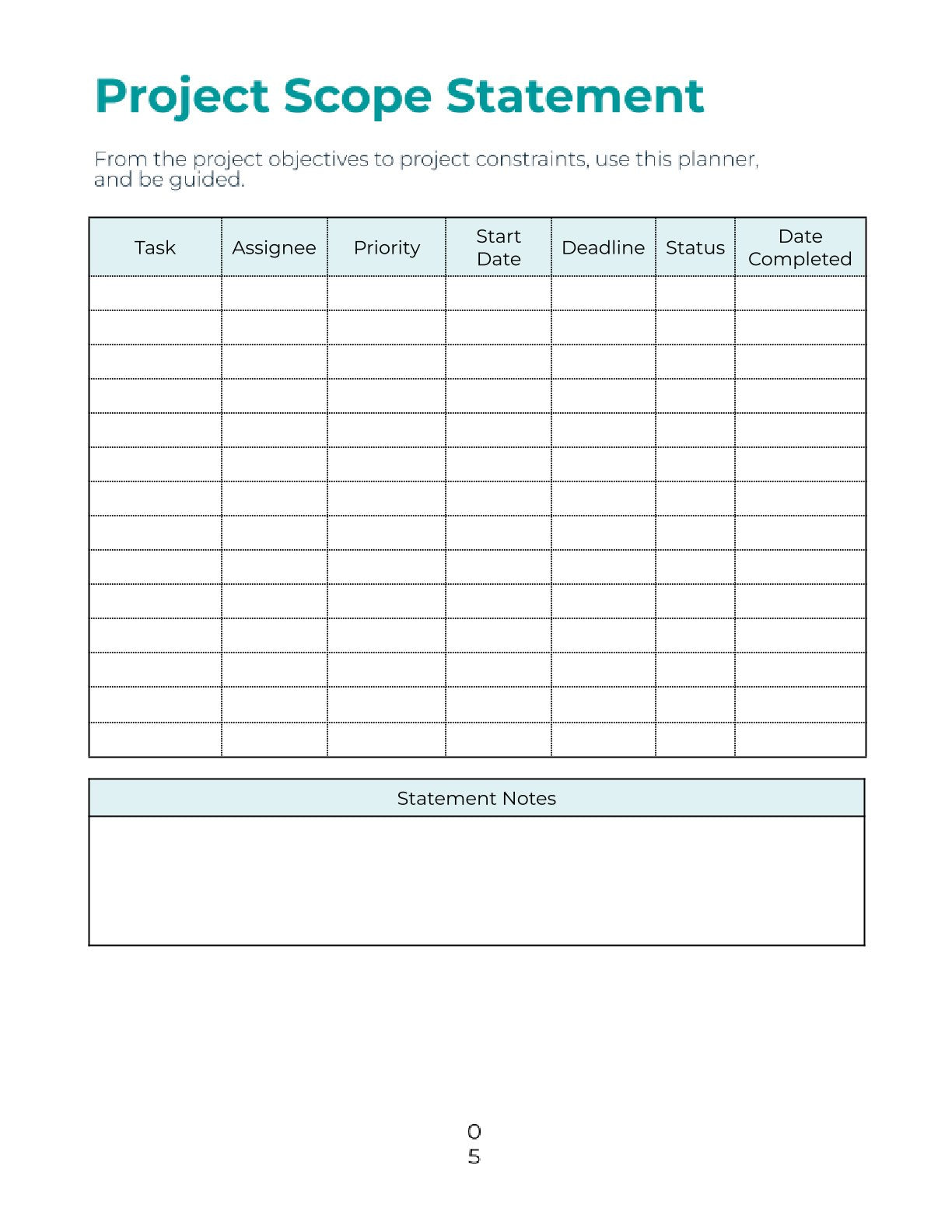 Free Software Project Planner Template